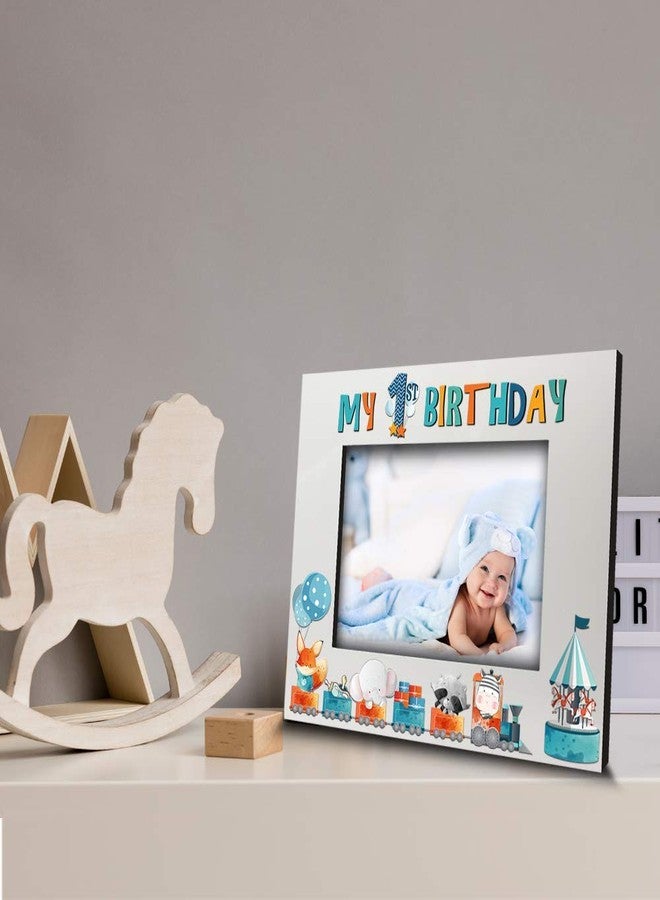 BELLA BUSTA-My 1st Birthday-Baby Boy, Baby Girl First Birthday-UV Print Gloss White Picture Frame (Boy, 5x7 Horizontal) - Image 2